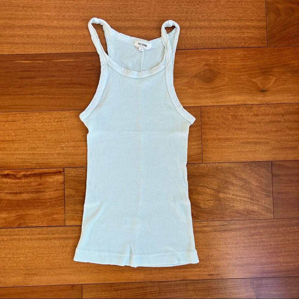 Re/done baby blue ribbed tank top size small